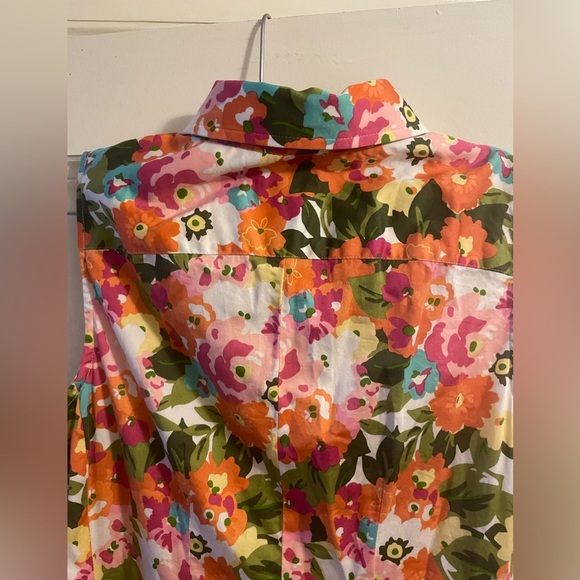 Talbots Petite Sleeveless Floral Print Collar Button Front Closure Dress Size 8P - Picture 8 of 12